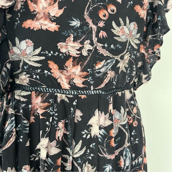 Adriana Degreas 100% Silk Floral Maxi Sleeves Dress Flutter Sundress Size Medium - Picture 6 of 12